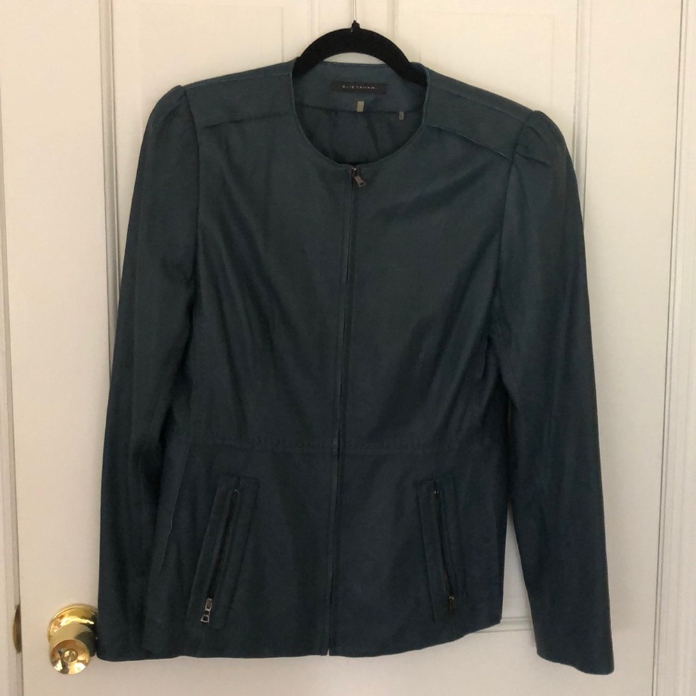 Lambskin leather green leather jacket size medium